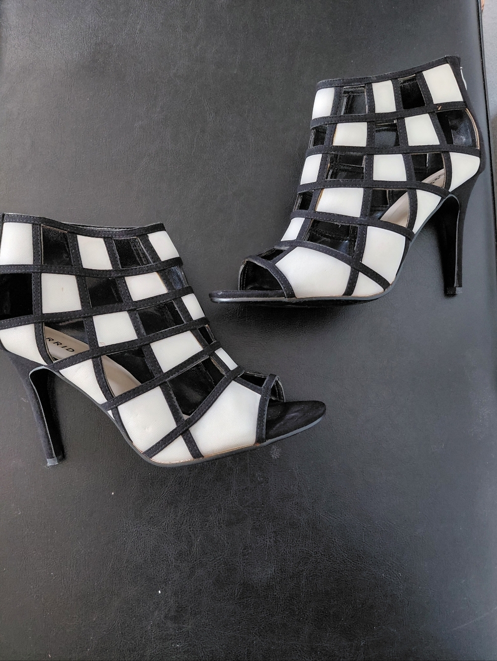 Torrid - Black and White Cage Cutout Stiletto Bootie - Size 9 Womens Shoe